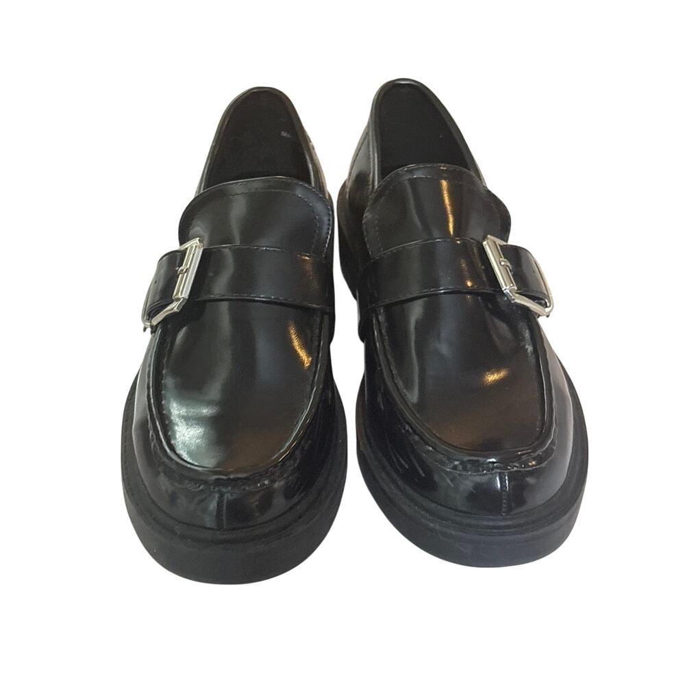 Black Patent Buckle Loafers Women’s Slip-On Dress Shoes Size US 6️⃣